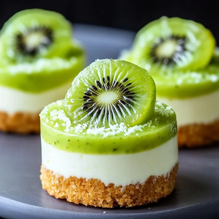 Mini cheesecake de kiwi con base de galleta